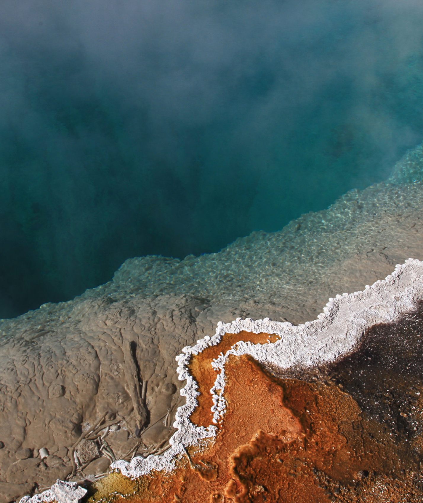 Overhead view of Black Pool at West Thumb Geyser Basin